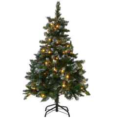 Beliani - Albero di Natale Artificiale Pre-Illuminato Verde Innevato Base Nera 120 cm Palomar