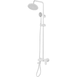 Moderno Set Colonna Doccia da Muro con Soffione a Pioggia in Ottone Bianco Opaco Gurara