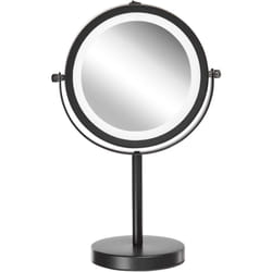 Beliani - Specchio da tavolo per trucco a led metallo nero ø 13 cm double face 1x / 5x Tuchan