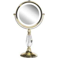 Beliani - Specchio da tavolo double face per trucco a led metallo oro ø 18 cm 1x / 5x Maury