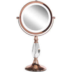 Beliani - Specchio da tavolo double face per trucco a led metallo rosa oro ø 18 cm 1x / 5x Maury