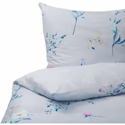 Set copripiumino azzurro chiaro a fiori. Raffinato set copripiumino con federa per cuscino, crea l'atmosfera perfetta per il ...