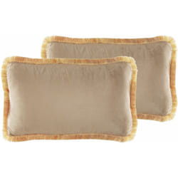 Beliani - Set di 2 cuscini velluto Accessorio decorativo nappe 30 x 50 cm beige Pothos