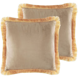 Beliani - Set di 2 cuscini velluto Accessorio decorativo nappe 45 x 45 cm beige Pothos