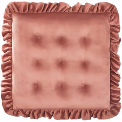 Cuscino quadrato per sedia di colore rosa con volant. Mettiti comodo e aggiungi un tocco di stile alle tue sedia o sgabelli c ...