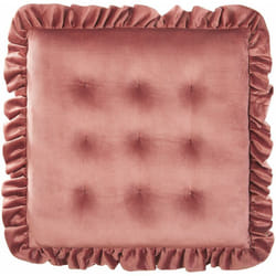 Cuscino per sedia di velluto quadrato con volant 40 x 40 cm Rosa Kalanchoe