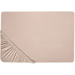 Lenzuolo con angoli cotone beige 180 x 200 cm coprimaterasso elasticizzato Hofuf