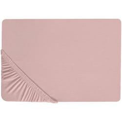 Beliani - Lenzuolo con angoli cotone rosa 160 x 200 cm coprimaterasso elasticizzato Hofuf