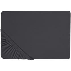 Beliani - Lenzuolo con angoli cotone nero 180 x 200 cm coprimaterasso elasticizzato Hofuf
