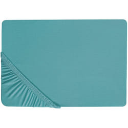 Beliani - Lenzuolo con angoli cotone turchese 160 x 200 cm coprimaterasso elasticizzato Hofuf