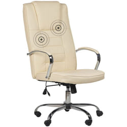 Sedia da ufficio massaggiante in ecopelle beige riscaldata 4 modalità gaming studio Grandeur