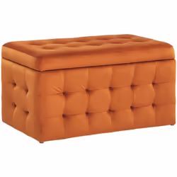 Elegante ottomano in tessuto vellutato con contenitore. Perfetto mix tra eleganza e funzionalità, questa ottomana diventerà s ...