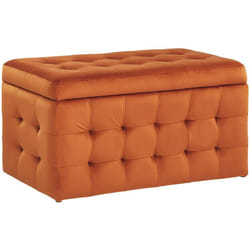 Pouf Cassapanca Imbottito in Velluto Arancione Stile Chesterfield Michigan