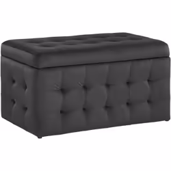Elegante ottomano in tessuto vellutato in colore nero con contenitore. Perfetto mix tra eleganza e funzionalità, questa ottom ...