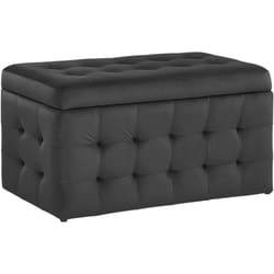 Pouf Cassapanca Imbottito in Velluto Nero Stile Chesterfield Michigan
