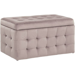 Pouf Cassapanca Imbottito in Velluto Rosa Stile Chesterfield Michigan