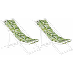 Set di 2 Teli Sostitutivi per sdraio fantasia foglie di palme verde e bianco Anzio / Avellino