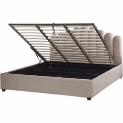 Letto contenitore in velluto con testata a conchiglia. Porta la classe in camera da letto con questo letto dal design glamour ...
