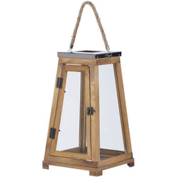 Lanterna decorativa in legno di pino con porte portacandele 39 cm marrone Pulau