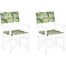 Set di 2 Teli Sostitutivi Motivo foglie Tropicali verde e bianco per Sedie Cine