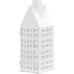 Lanterna classica a forma di casa portacandela decorativa in ferro bianco 40 cm Dolok