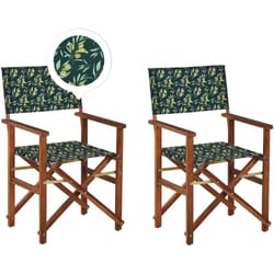 Set di 2 Sedie da regista per Giardino in Legno Scuro Trama olive Cine