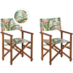 Set di 2 Sedie da regista per Giardino in Legno Scuro grigio fenicotteri multicolore Cine