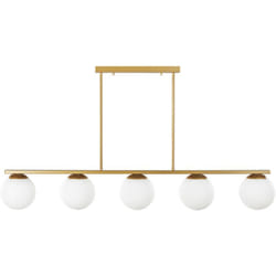 Lampadario a binario in metallo dorato e bianco con paralumi vetro 62 cm Zikuli