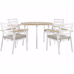 Set da pranzo da esterno bianco. Resta all'aperto più a lungo con questo set di tavolo e sedie da pranzo. Chiaro esempio di s ...
