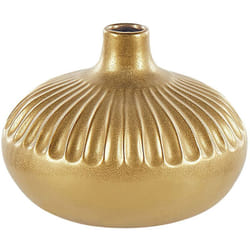 Beliani - Vaso da fiori decorativo tondo in gres porcellanato dorata 20 cm Cercei