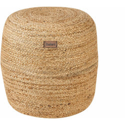 Pouf rotondo in iuta stile boho 46 x 48 cm beige Dalama