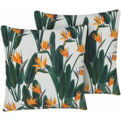 Beliani - Set di 2 cuscini da giardino da esterno con stampa floreale 45 x 45 cm verde Tsotyli