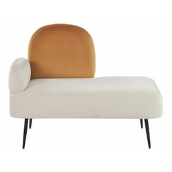 Beliani - Chaise longue velluto bianco e arancione sinistra stile minimalista Arcey