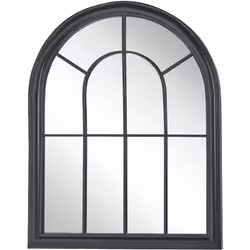 Specchio da muro nero a forma di finestra. Linee curve e colore senza tempo: ecco cosa rende questo specchio un eccezionale c ...