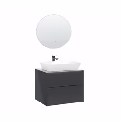 Set di mobili da bagno con lavandino e specchio. Questo splendido mobiletto compatto, composto da 2 cassetti e uno specchio,  ...