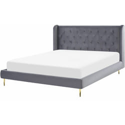 Beliani - Letto matrimoniale in velluto grigio 160 x 200 cm Forbach
