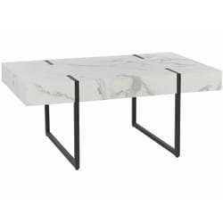 Tavolino moderno con piano effetto marmo bianco bambe in metallo nero 100 x 60 cm Merced