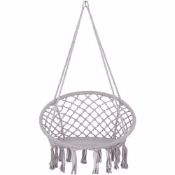 Splendida sedia a dondolo macramè da soffitto. Questa meravigliosa poltrona sospesa a dondolo stile boho è la definizione ste ...