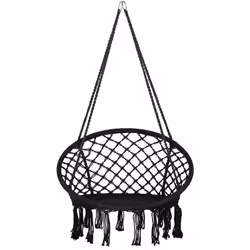 Splendida sedia a dondolo macramè da soffitto. Questa meravigliosa poltrona sospesa a dondolo stile boho è la definizione ste ...
