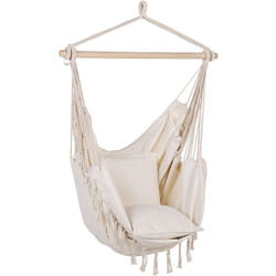 Sedia amaca sospesa Poltrona dondolo stile boho brasiliano beige Bonea
