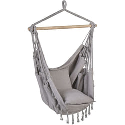 Sedia amaca sospesa Poltrona dondolo stile boho brasiliano grigio chiaro Bonea