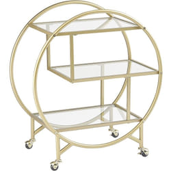 Carrello da cucina dorato glam con tre ripiani in vetro 50 x 34 cm Colton