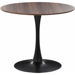 Tavolo da Pranzo Tondo 90 cm Legno scuro Base in Metallo nera per Cucina 4 Posti Boca