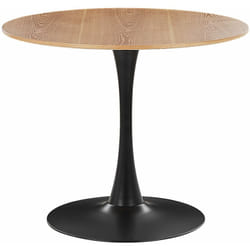 Tavolo da Pranzo Tondo 90 cm Legno chiaro Base in Metallo nera per Cucina 4 Posti Boca