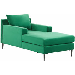 Beliani - Chaise longue in velluto verde braccioli cuscino schienale design moderno simmetrico Gueret