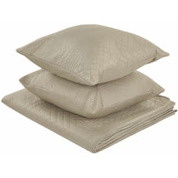 Beliani - Copriletto con motivo in rilievo matrimoniale con cuscini in poliestere 140 x 210 cm talpa Shush