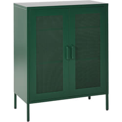 Mobile Metallo verde con 2 Ante Trasparenti 2 Ripiani 80 x 40 x 102 cm Wakatipu