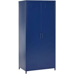 Armadio Metallo blu marino 2 Ante 3 Ripiani e Appendiabiti 76 x 50 x 171 cm Varna