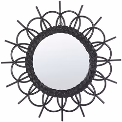 Moderno specchio a raggiera con cornice in rattan. Rinnola lo stile del tuo salotto con questo splendido specchio da parete t ...