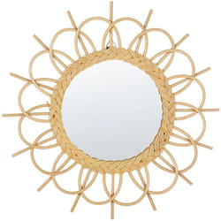Beliani - Specchio da parete rotondo moderno con cornice in rattan ø 60 cm naturale Telakia